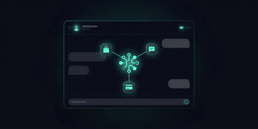 Diagrama del Agentic Commerce Protocol conectando tiendas, IA y pagos